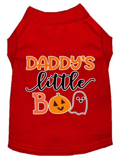 Daddy's Little Boo Screen Print Dog Shirt Red Lg