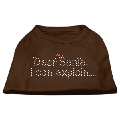 Dear Santa I Can Explain Rhinestone Shirts Brown Lg