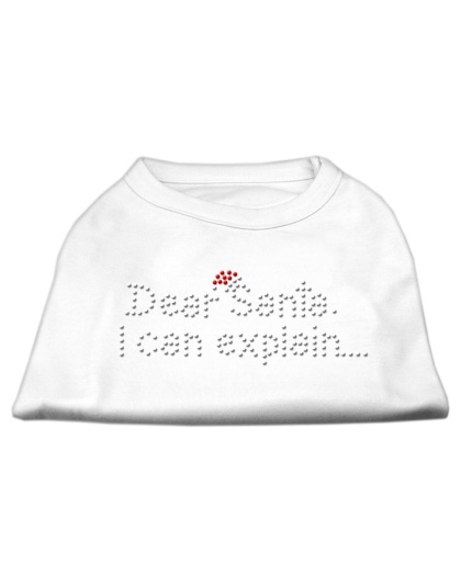 Dear Santa I Can Explain Rhinestone Shirts White L