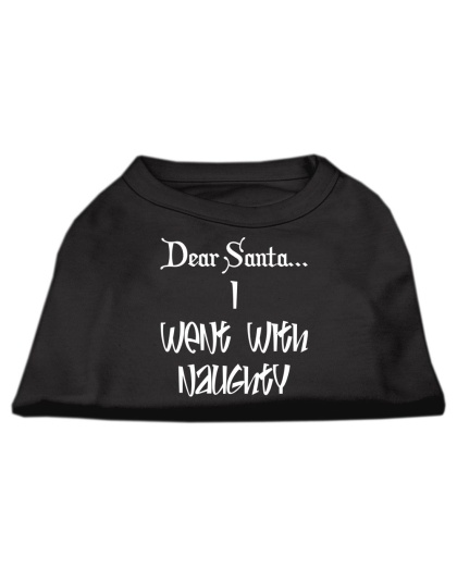 Dear Santa I Went with Naughty Screen Print Shirts Black Lg