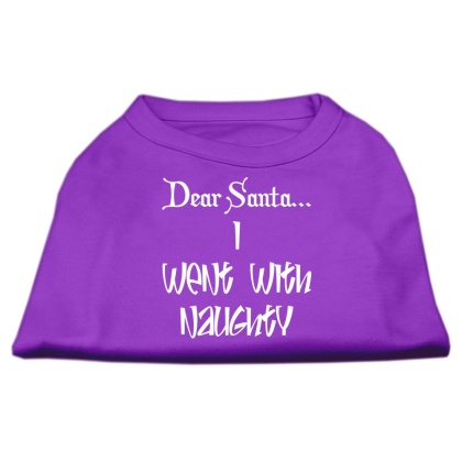 Dear Santa I Went with Naughty Screen Print Shirts Purple Lg