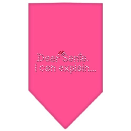 Dear Santa Rhinestone Bandana Bright Pink Large