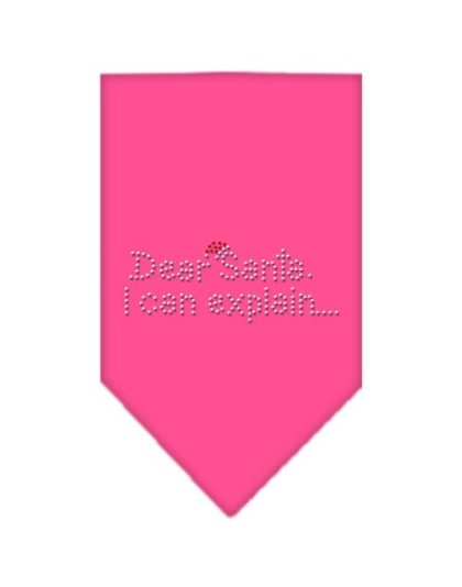 Dear Santa Rhinestone Bandana Bright Pink Large