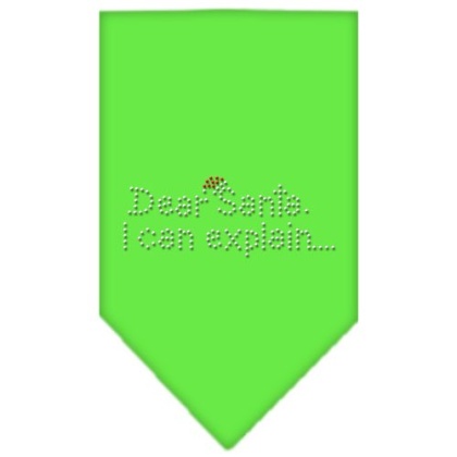 Dear Santa Rhinestone Bandana Lime Green Large