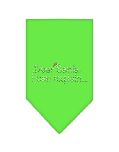 Dear Santa Rhinestone Bandana Lime Green Large