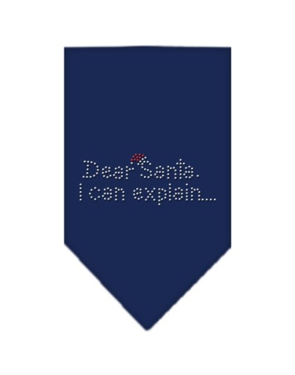 Dear Santa Rhinestone Bandana Navy Blue large