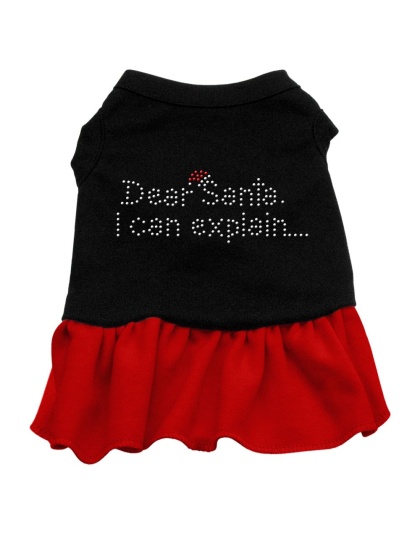 Dear Santa Rhinestone Dress Black with Red Lg