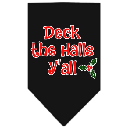 Deck the Halls Y'all Screen Print Bandana Black Large