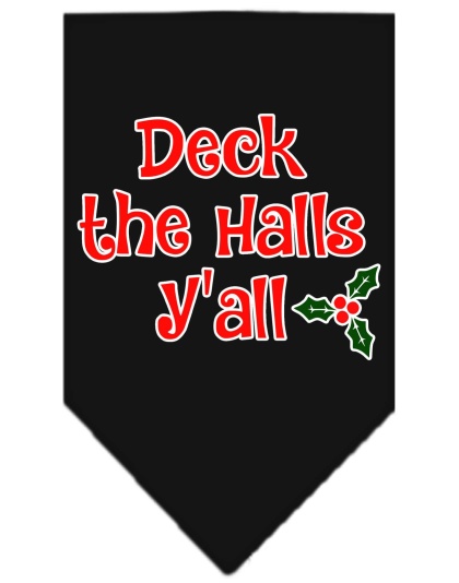 Deck the Halls Y'all Screen Print Bandana Black Large