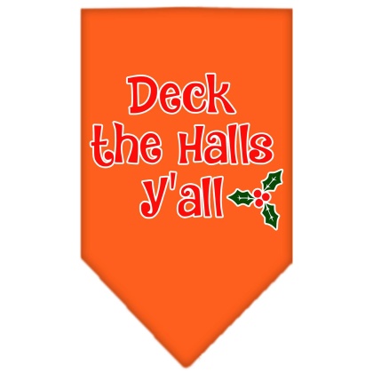 Deck the Halls Y'all Screen Print Bandana Orange Large