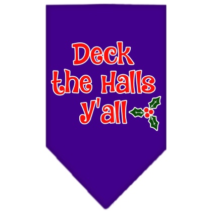 Deck the Halls Y'all Screen Print Bandana Purple Large