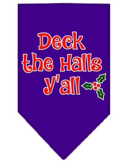 Deck the Halls Y'all Screen Print Bandana Purple Large