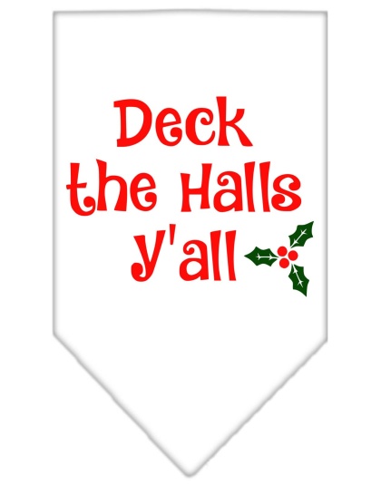 Deck the Halls Y'all Screen Print Bandana White Large