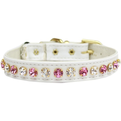 Deluxe Cat Collar White with Pink Size 10