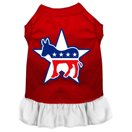 Democrat Screen Print Dress Red with White Lg