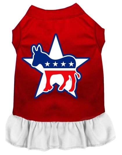 Democrat Screen Print Dress Red with White Lg