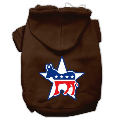 Democrat Screen Print Pet Hoodies Brown Size Lg