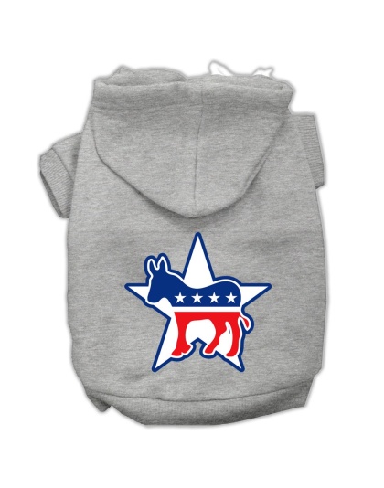 Democrat Screen Print Pet Hoodies Grey Size Lg