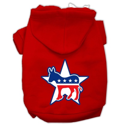 Democrat Screen Print Pet Hoodies Red Size Lg