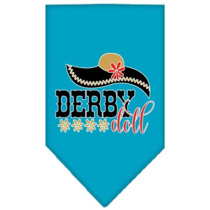 Derby Doll Screen Print Bandana Turquoise Large