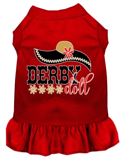 Derby Doll Screen Print Dog Dress Red 4X (22)