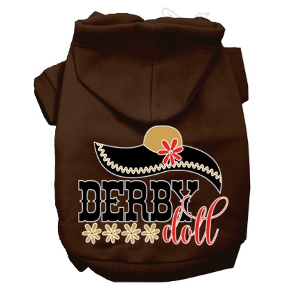 Derby Doll Screen Print Dog Hoodie Brown L