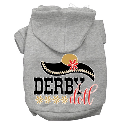 Derby Doll Screen Print Dog Hoodie Grey L