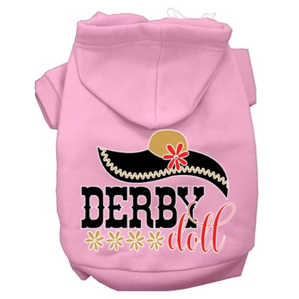 Derby Doll Screen Print Dog Hoodie Light Pink L