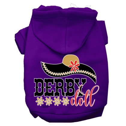 Derby Doll Screen Print Dog Hoodie Purple L