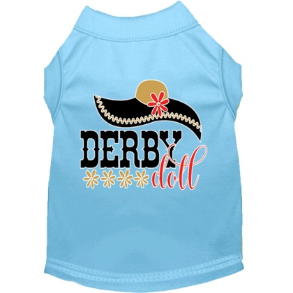 Derby Doll Screen Print Dog Shirt Baby Blue Lg