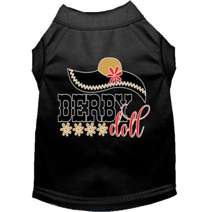 Derby Doll Screen Print Dog Shirt Black Lg