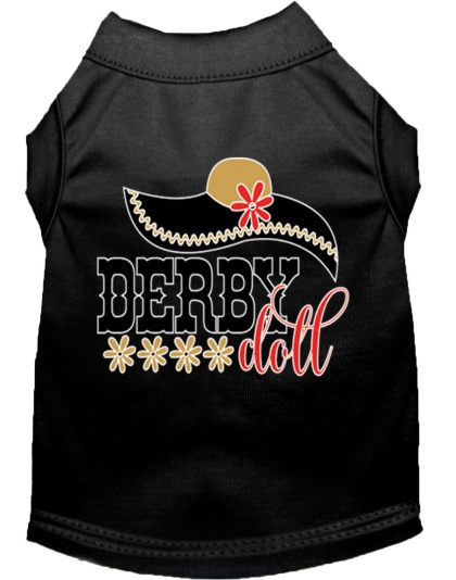 Derby Doll Screen Print Dog Shirt Black Lg