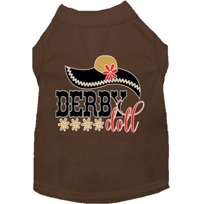 Derby Doll Screen Print Dog Shirt Brown Lg