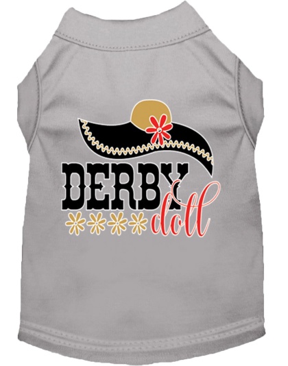 Derby Doll Screen Print Dog Shirt Grey Lg