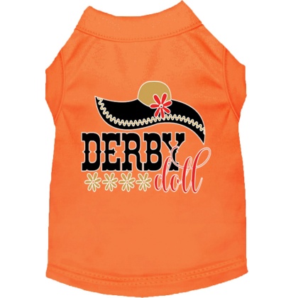 Derby Doll Screen Print Dog Shirt Orange Lg