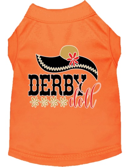 Derby Doll Screen Print Dog Shirt Orange Lg