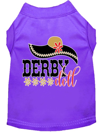 Derby Doll Screen Print Dog Shirt Purple Lg