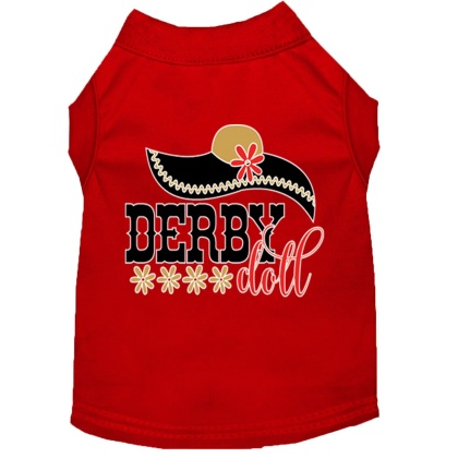 Derby Doll Screen Print Dog Shirt Red Lg