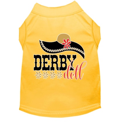 Derby Doll Screen Print Dog Shirt Yellow Lg