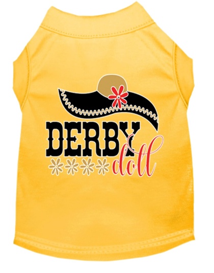 Derby Doll Screen Print Dog Shirt Yellow Lg