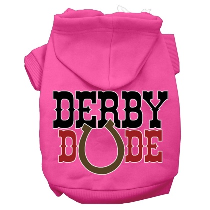 Derby Dude Screen Print Dog Hoodie Bright Pink L