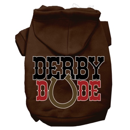 Derby Dude Screen Print Dog Hoodie Brown L