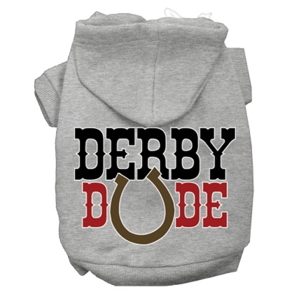 Derby Dude Screen Print Dog Hoodie Grey L