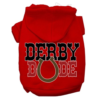 Derby Dude Screen Print Dog Hoodie Red L