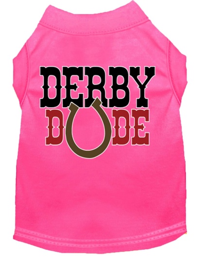 Derby Dude Screen Print Dog Shirt Bright Pink Lg