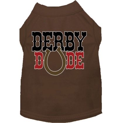 Derby Dude Screen Print Dog Shirt Brown Lg