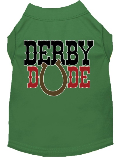 Derby Dude Screen Print Dog Shirt Green Lg