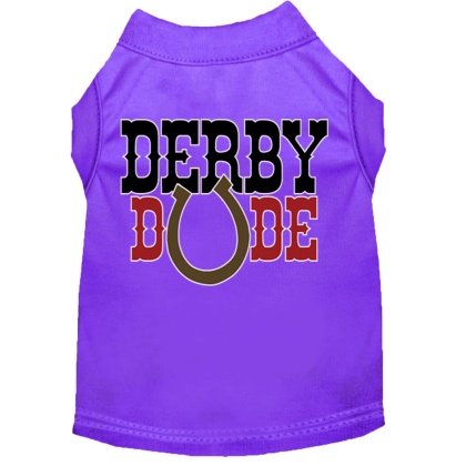 Derby Dude Screen Print Dog Shirt Purple Lg