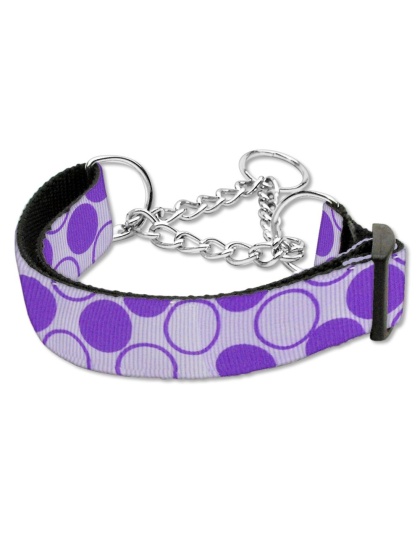 Diagonal Dots Nylon Collar Martingale Lavender Large