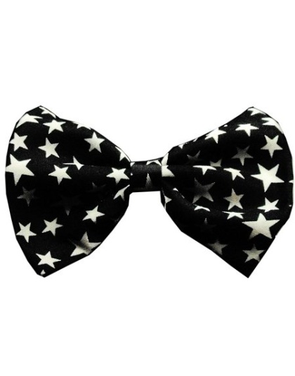 Dog Bow Tie Black and White Stars